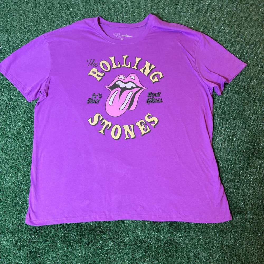 Time and Tru The Rolling Stones Purple Graphic T-Shirt XXL 20 Rock & Roll Logo